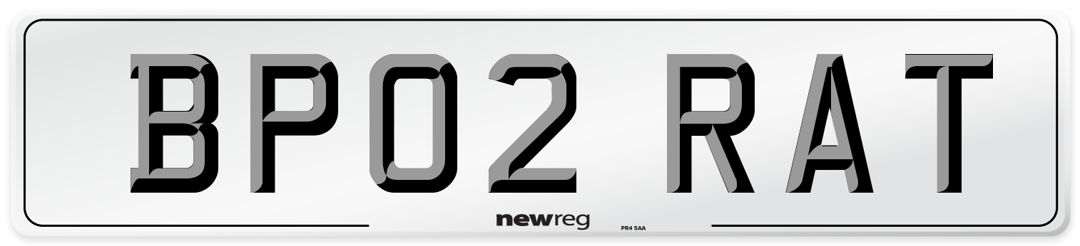 BP02 RAT Number Plate from New Reg